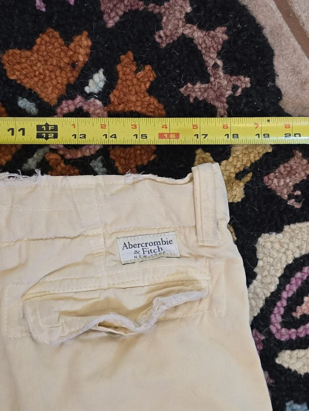 🔥🔥Y2K Abercrombie & Fitch Men's Cream Cotton Drawstring Shorts🔥🔥 Size 34